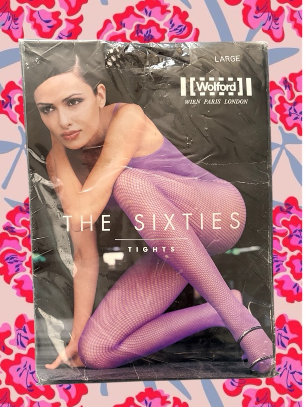 NWT Wolford Black The Sixties Fishnet Tights Size L
